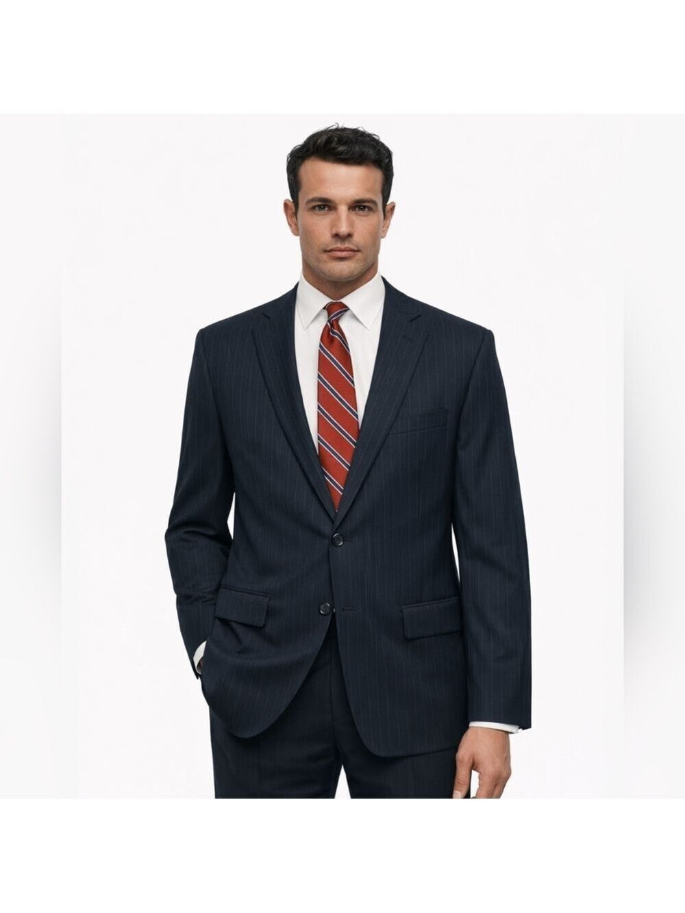Brooks Brothers 1818 Fitzgerald Navy Pinstripe Wool Blazer Italy Size 46R